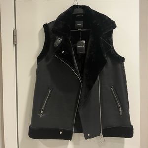 Forever 21 Motor Faux Fur Lined Vest Jacket